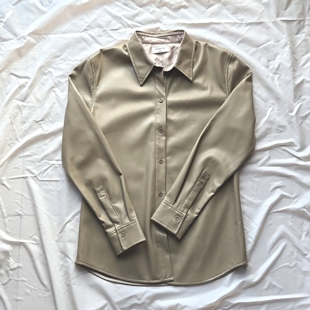 Aritzia Babaton faux leather shirt -size S